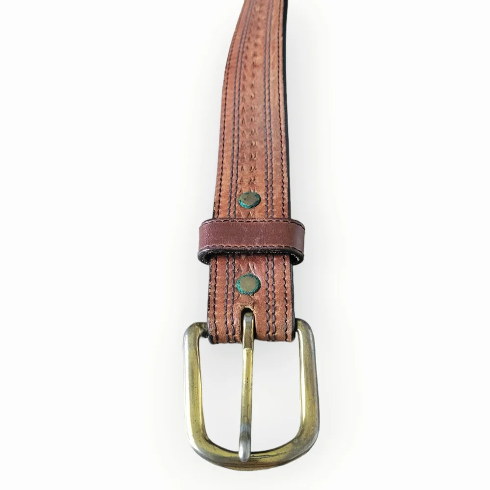 Leegin 29707 Men's Oil Tan Embossed w/Stitch‎ Brown Belt Size 38